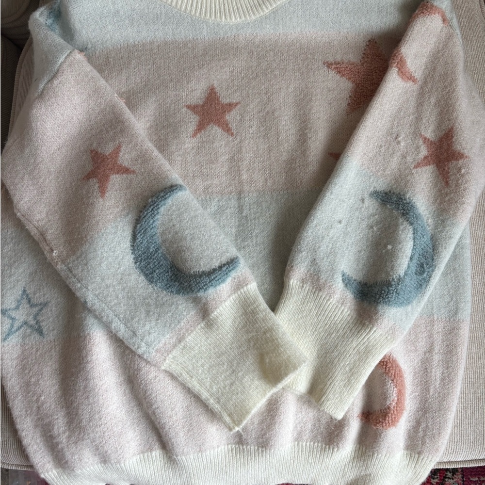 Cozy urban outfitters Star and Moon Sweater - Cream and Pink